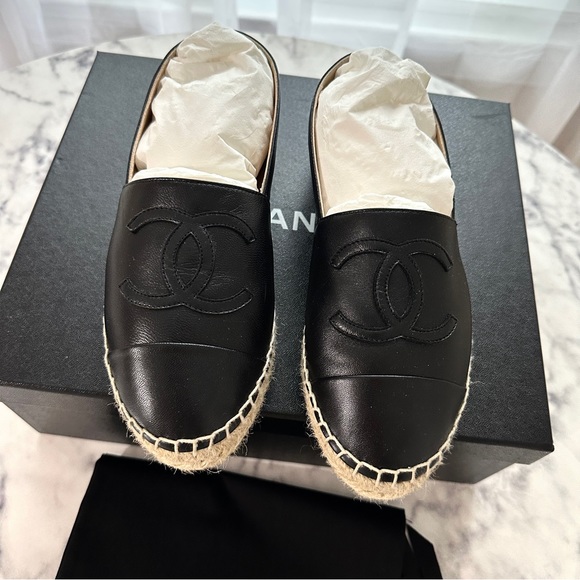 Chanel Espadrilles  Black Leather 36 - Picture 2 of 4